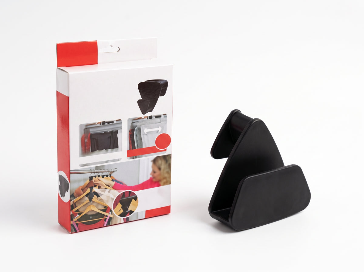 Caja y gancho organizador negro para clóset
