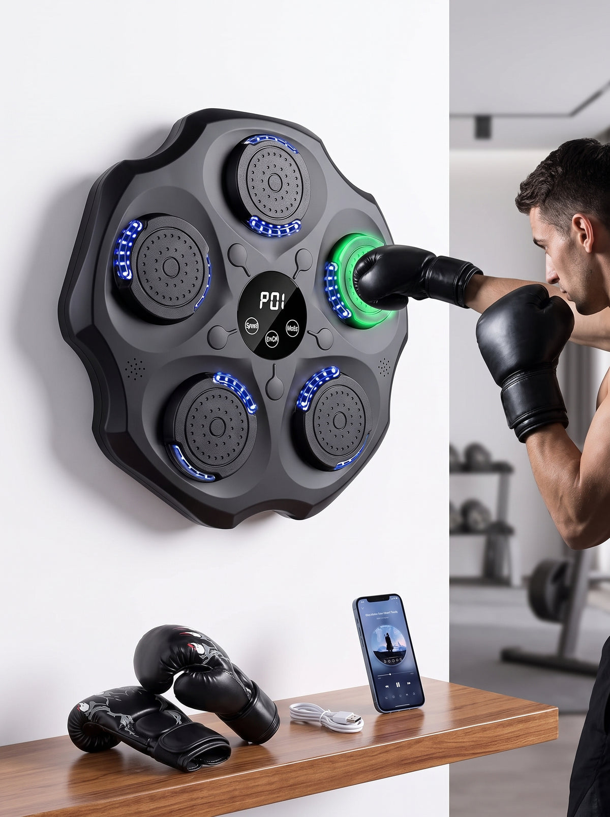 Boxeo Beat: Máquina de Boxeo Musical Bluetooth
