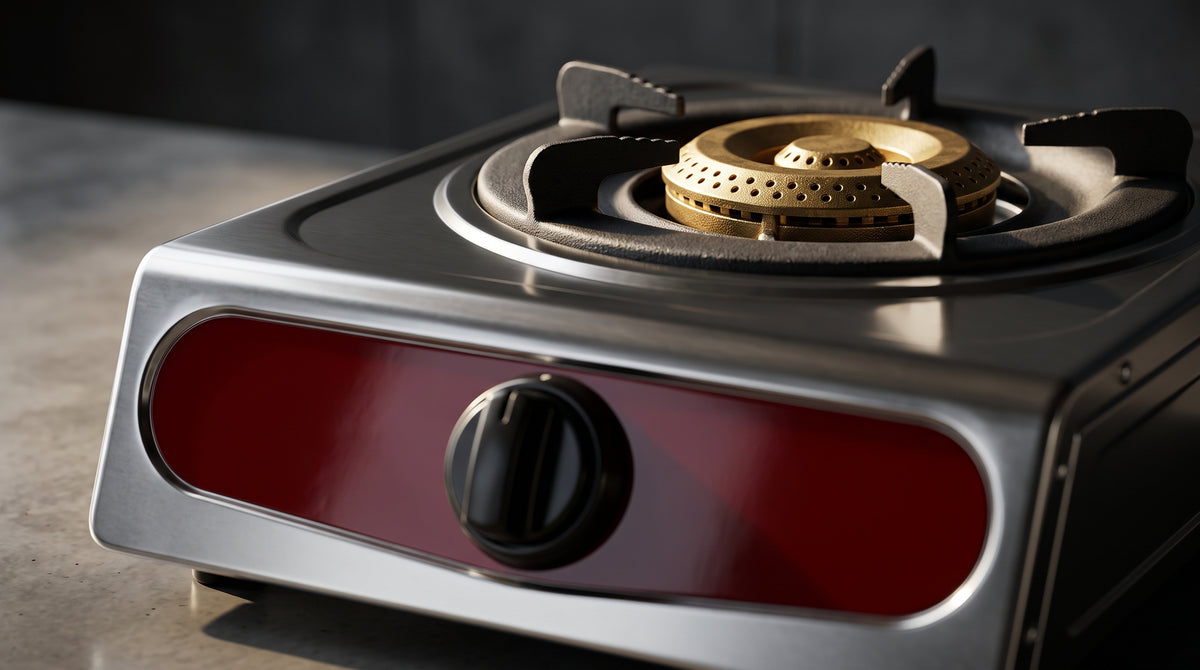Cocina a gas portátil de un quemador con perilla reguladora