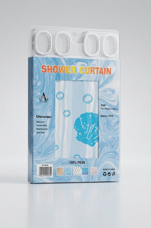 Cortina de Baño PEVA 1.8x1.8m con Ganchos