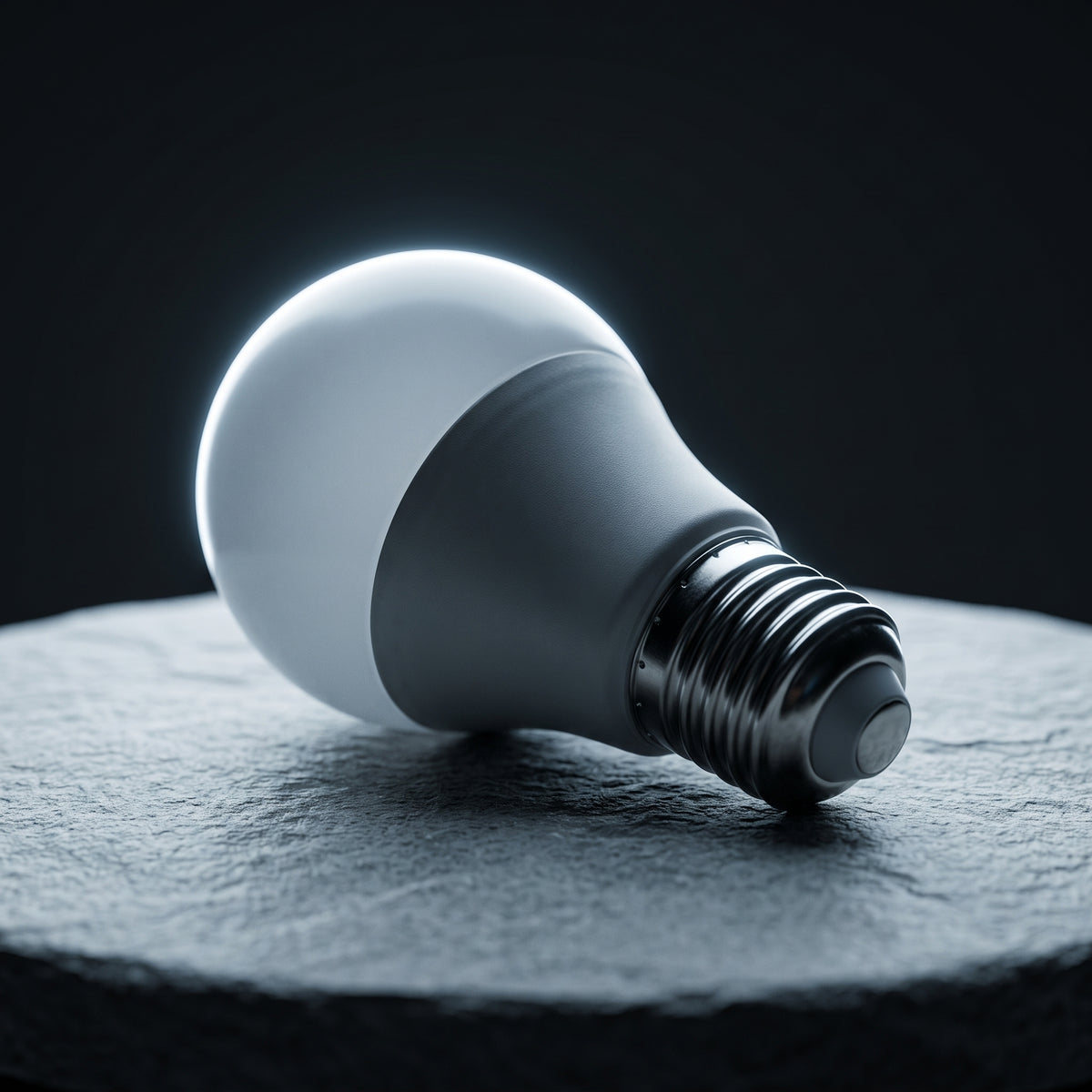 Ampolleta LED sobre una superficie oscura