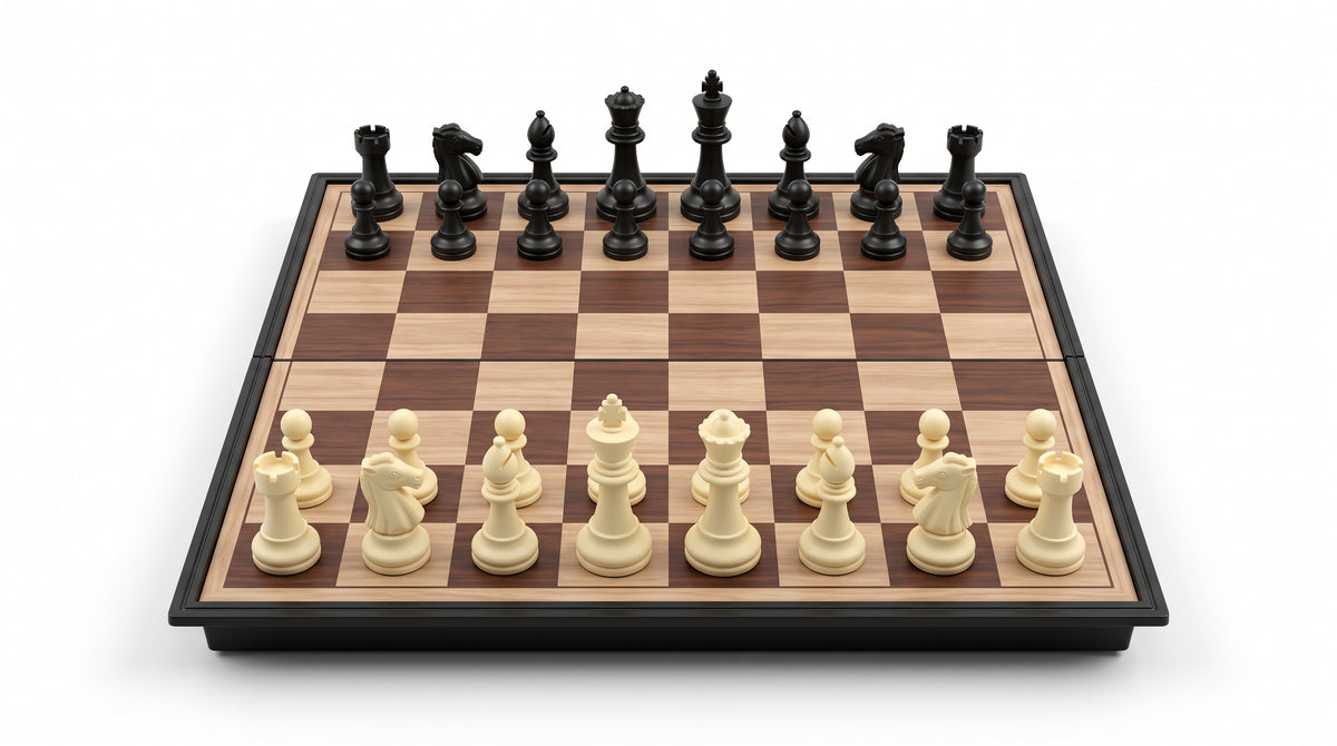 Set de ajedrez magnético con tablero y piezas negras y blancas